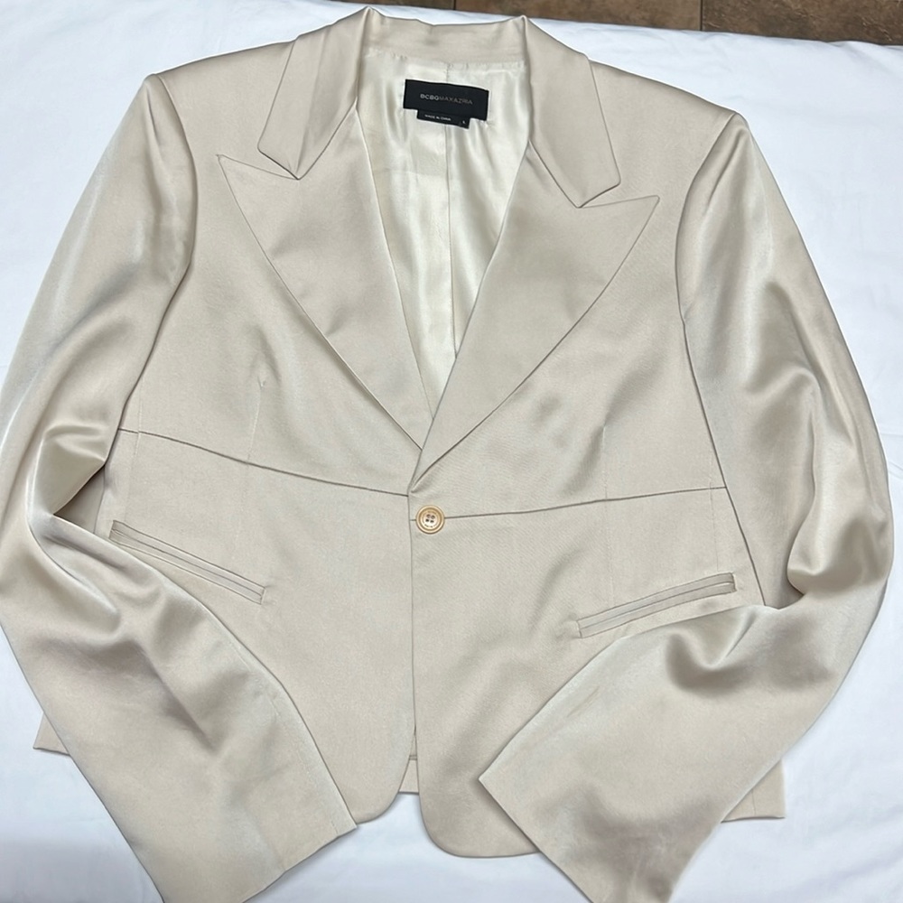 BCBG MaxAzria champagne jacket.